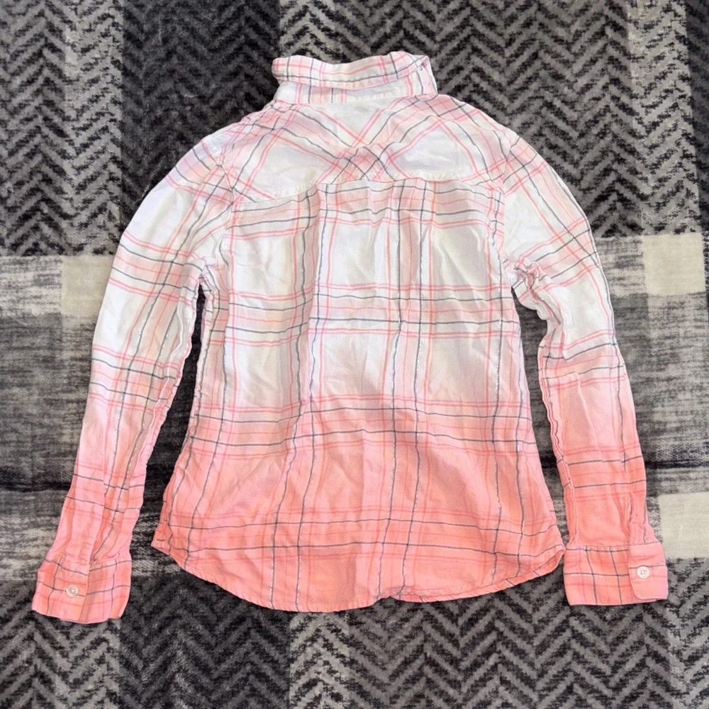 🦋Justice Pink Ombre Plaid Button-Down Shirt
